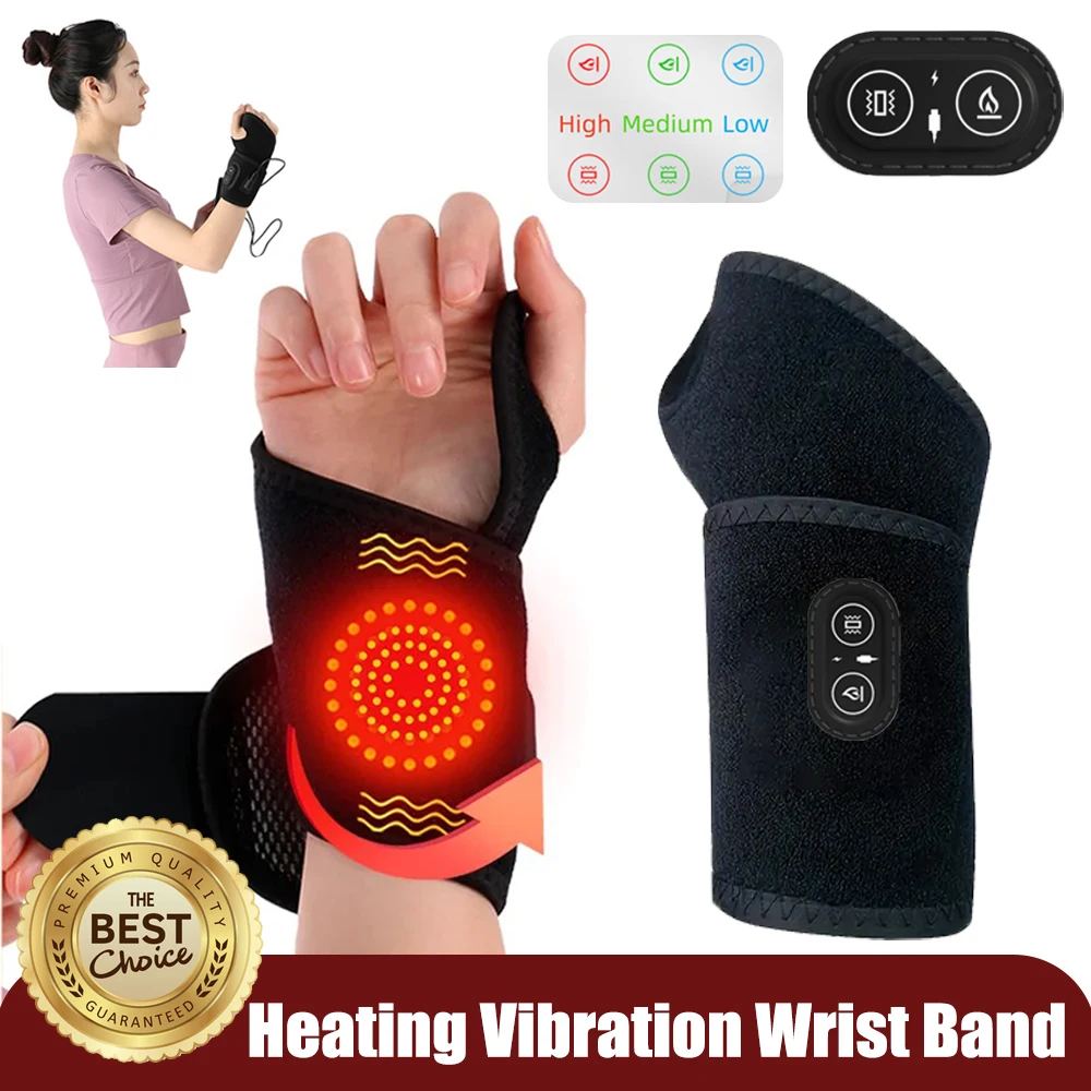 

Heating Wrist Band Vibration Three Gear Hot Therapy Wrist Protection Heated Bracer Wrist Support Pad Hand Massage Guard Wrap USB