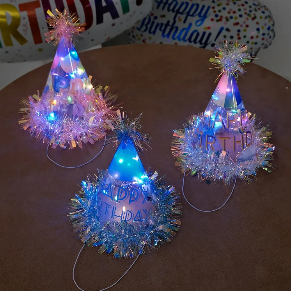 DIY Luminous LED Colorful Birthday Party Hat New Children's Birthday Hat Assemble Birthday Corner Hat