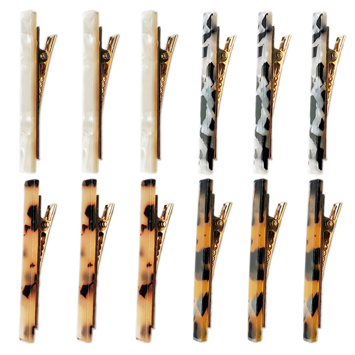 

12pcs Hair Clips Acetate Bangs Barrettes Alligator Women Accessories Elegant Design Hairstyling Tools Daily Occasions