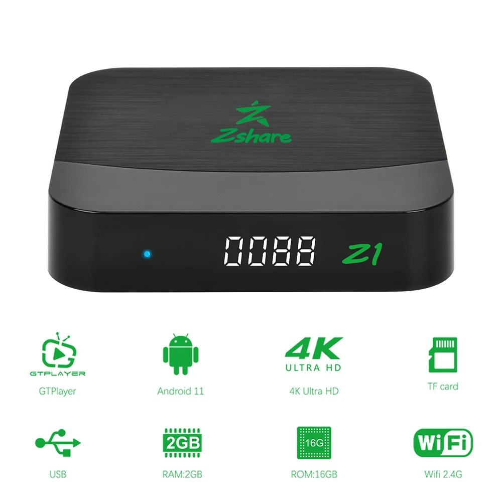 [Genuine] GTmedia Zshare Z1 Amlogic S905W2 Android 11.0 TV BOX 2G/16G Built-in 2.4G WiFi 4K H.265 Set Top Box Chile spot