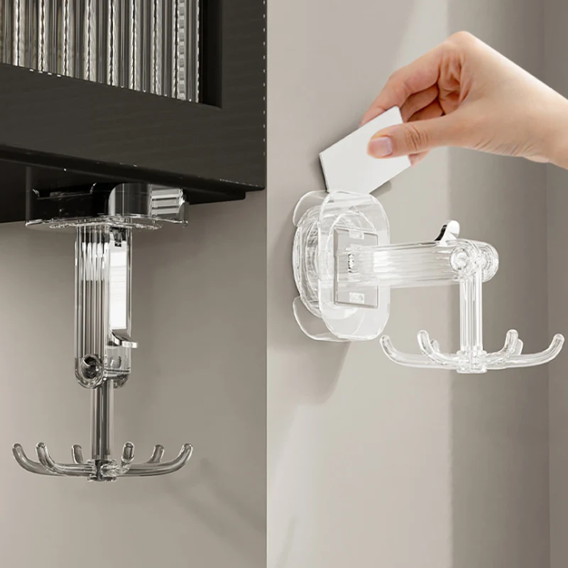 Kitchen Suction Cup Multi-Purpose Hooks 360 Degrees Rotated Wall Hooks Kitchen Six-claw Hanger Hook Holder Kitchen Organizer