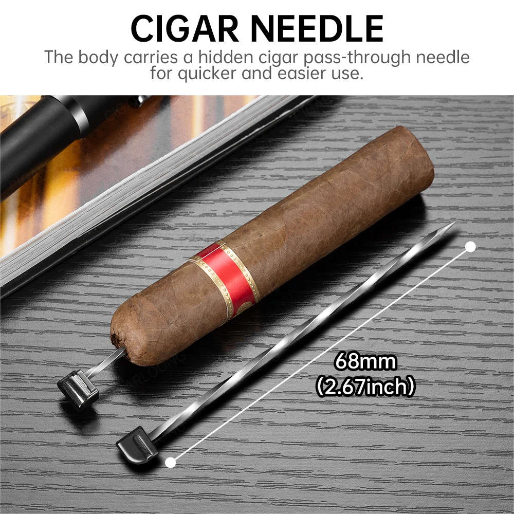 Encendedor de cigarros portátil práctico multifuncional 3 en 1 tres fuegos rectos suave V tijera soporte caja de regalo