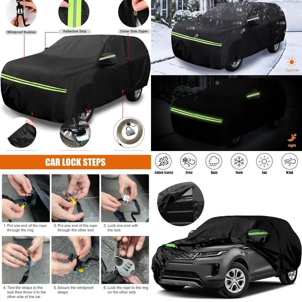 

All-Weather 6-Layer Waterproof Car Cover for 2011-2025 Range Rover Evoque with Zippered Door & Windproof Bands
