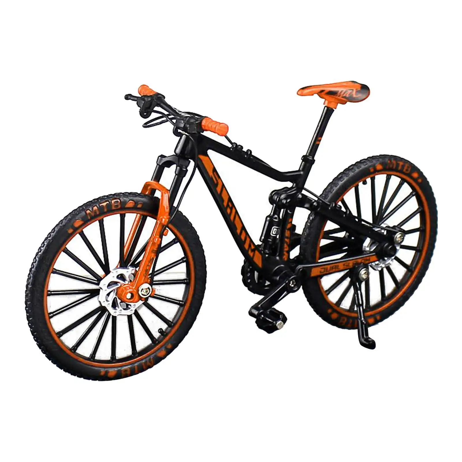 จักรยานแข่งขนาดเล็ก 1:10 จักรยานนิ้วมือ ของเล่นจำลอง งานฝีมือตกแต่ง สีส้ม