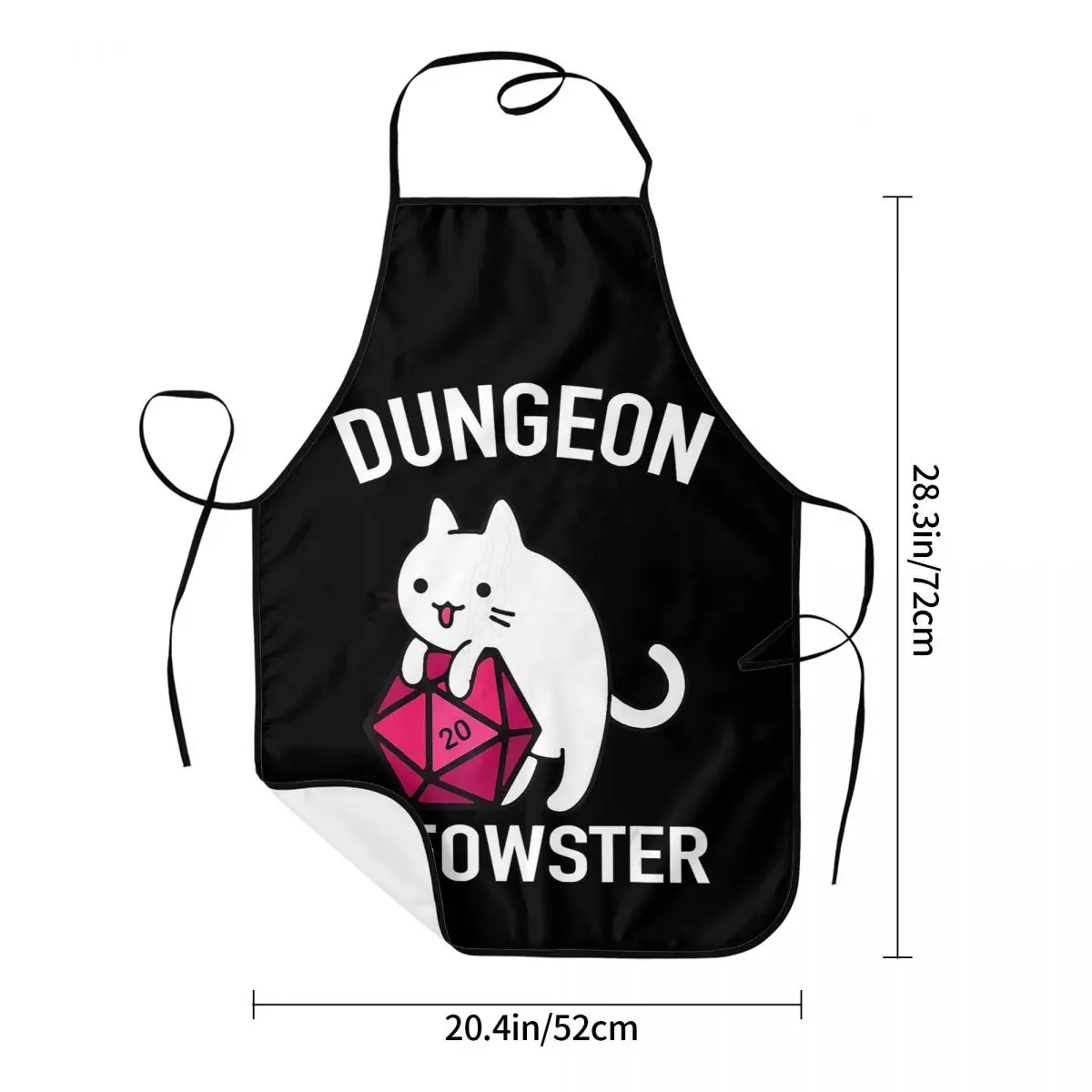 Dungeon Meowster Funny DnD Gamer Cat D20 Aprons Chef Cooking Tablier Waterproof Bib Kitchen Cleaning Pinafore for Women Men