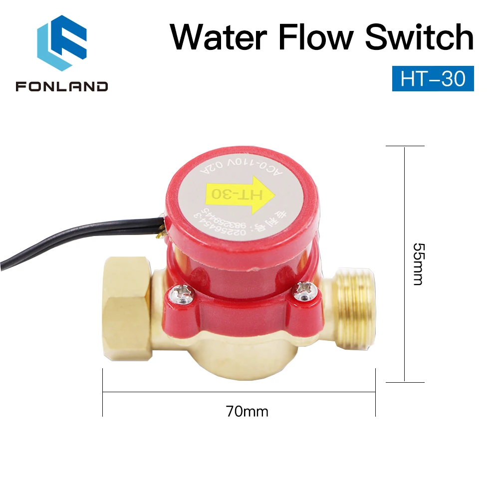 FONLAND Water Flow Switch Sensor 8/10/12mm HT-30 Protect for CO2 Laser Engraving Cutting Machine