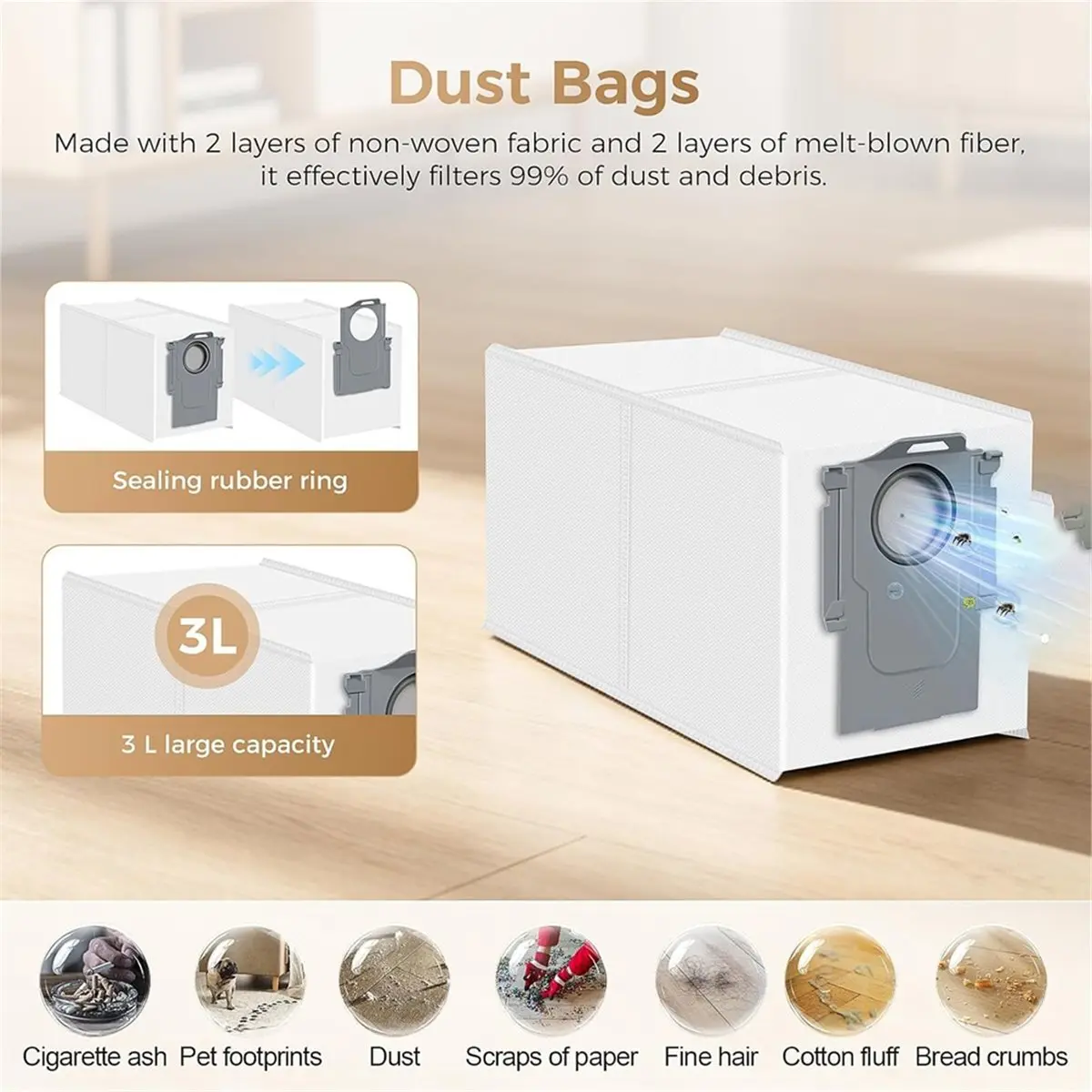 

Accessories Kit for Qrevo Curv 2 Robot Vacuum, Main Brush,Dust Bag,Side Brush,Roller Mop Cloth,HEPA Filter