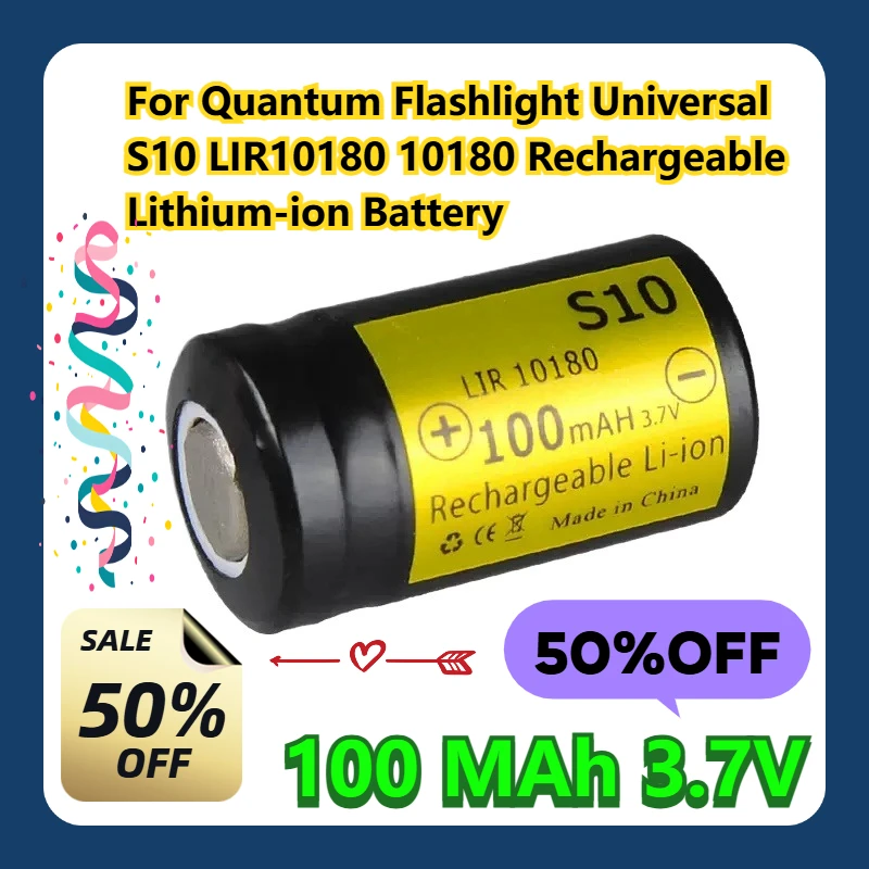 

For Quantum Flashlight Universal 100 MAh 3.7V S10 LIR10180 10180 Rechargeable Lithium-ion Battery