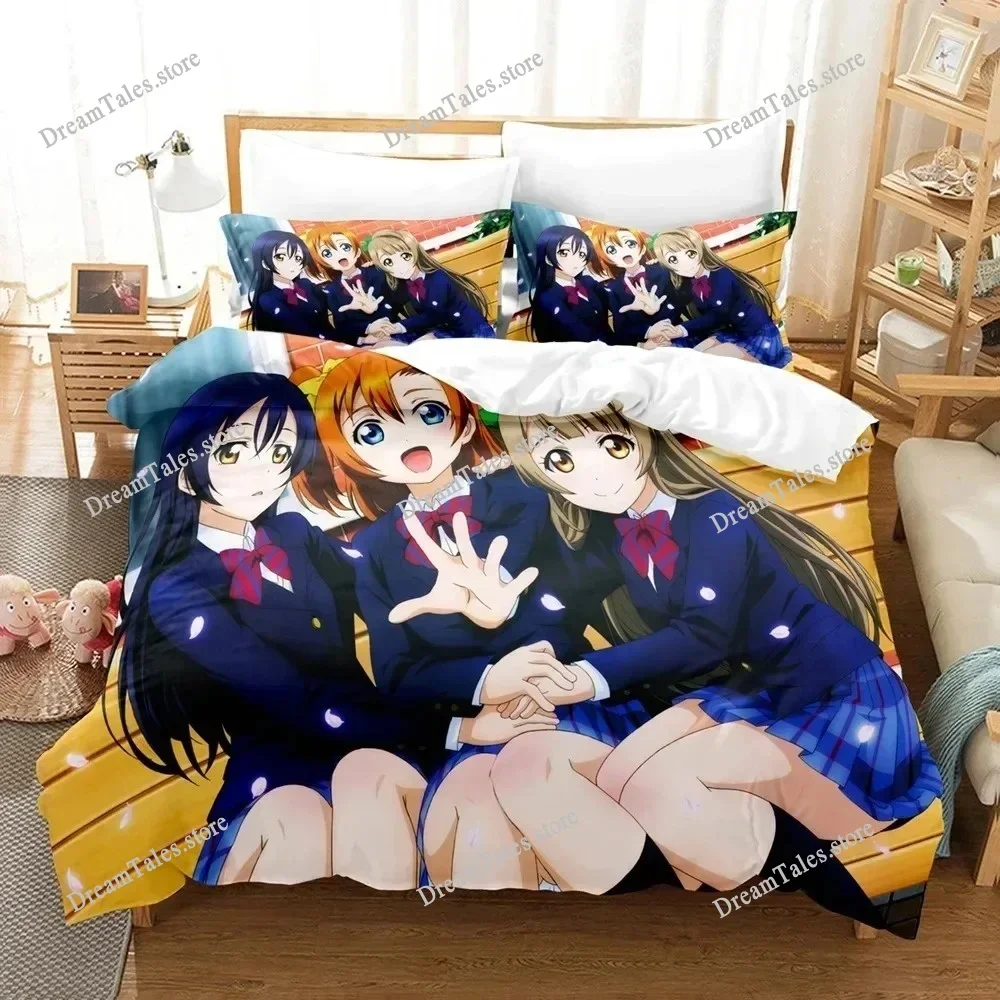3D Cartoons LoveLive! School Idol Project Bedding Sets Duvet Cover Set with Pillowcase Twin Full Queen King Bedclothes Bed