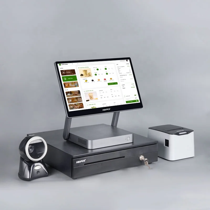 ATV&UTVHBAPOS New Arrival Single Screen Cash Register 15.6'' Touch Aluminum Design POS System for Restaurants