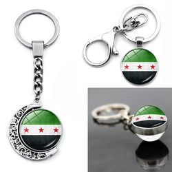 Syria National Flag Glass Cabochon Keychain Metal Keychain Fashion For Women Men Charm Handmade Car Pendant Keyring Jewelry Gift