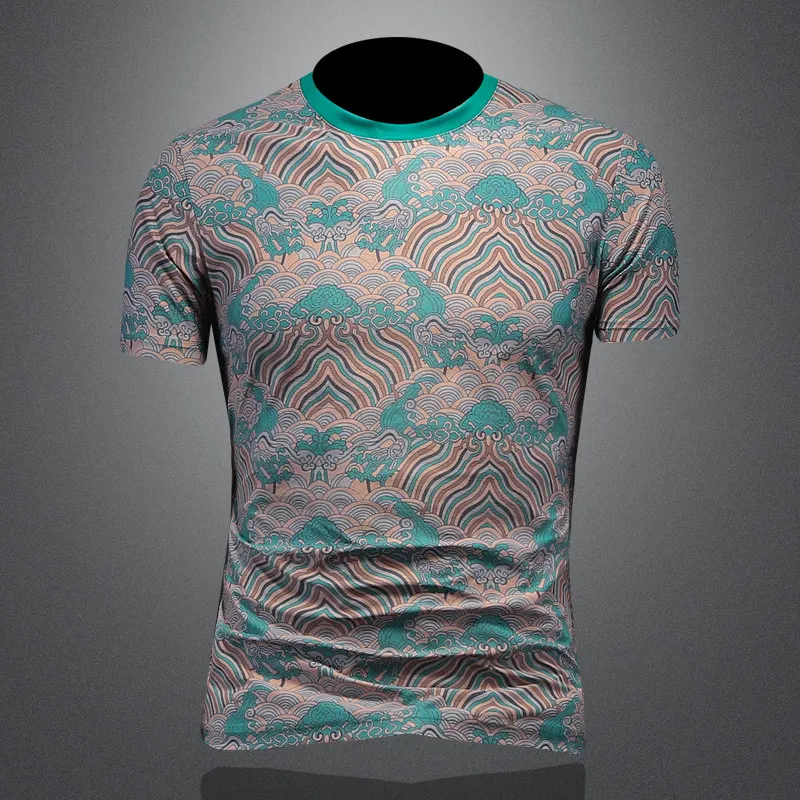 

Мужская футболка из ледяного шелка с коротким рукавом, дышащая, летняя, 2026 года, модная, повседневная, с круглым вырезом, универсальная, для делового стиля