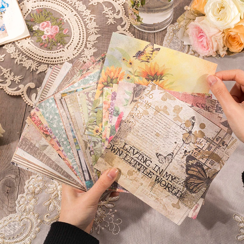 

30 pcs Vintage Large size DIY Scrapbooking Decorative Paper for Diary Album Background paper hand made Junk Journaling