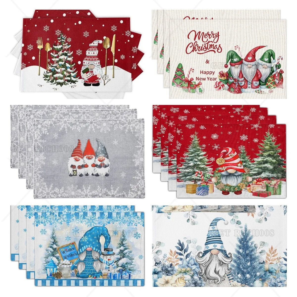 

Christmas Placemats Gnome Placemats for Dining Table Set of 4 Heat-Resistant Washable Place Mat Kitchen Table Mats for Party