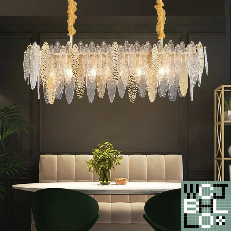 

Modern Luxury Dining Room Plate Glass Led Pendant Lights Gold Metal Chain Hanging Pendant Lights E14 Led Indoor Lighting Fixture