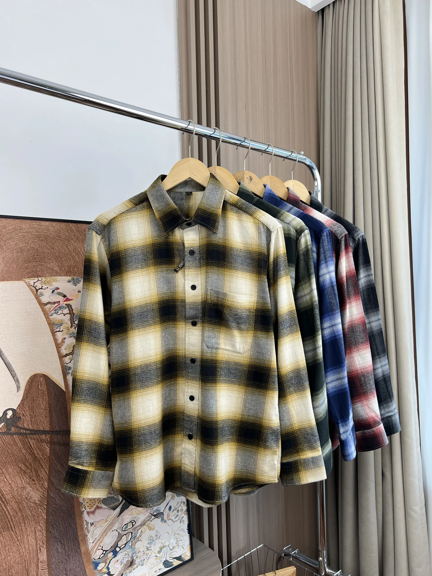 

Аутентичные американские ретро фланелевые Crt Long Sve мужские дышащие удобные хлопковые клетчатые воротники осенняя мода