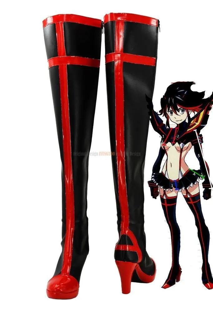 Matoi Ryuko รองเท้าคอสเพลย์ Kill La Kill Ryuko Matoi คอสเพลย์รองเท้าบูทรองเท้าส้นสูงรองเท้าที่กำหนดเอง Unisex