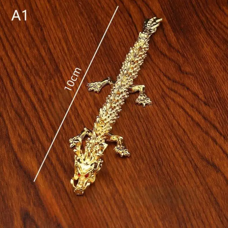 Chinese Loong Handlebars Home Office Desktop Decorations Alloy Five Claw Golden Dragon Ornaments Can Move