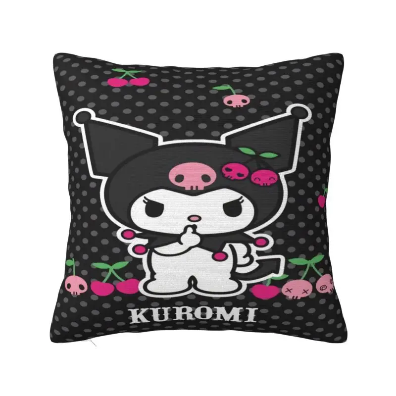 Custom Kuromi Cartoon Cat Cushion Cover 40x40cm Soft Modern Pillow Case