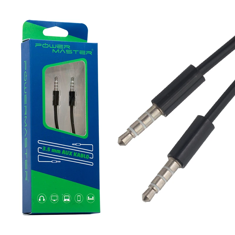 POWERMASTER PM-17601 3.5 MM male/male 4 choke AUX STEREO 1 meter cable