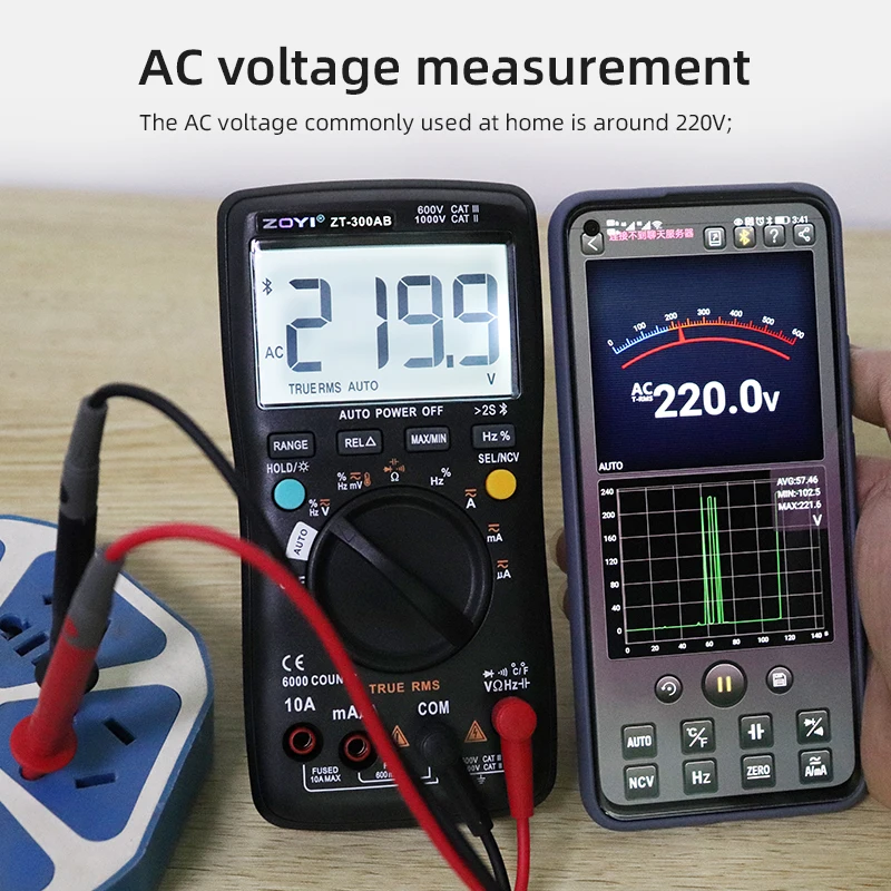 Imagem -05 - Bluetooth Multímetro Digital Alcance Automático True Rms 6000 Contagens ac dc Capacitância de Tensão Temp Amp Ohm Diodo Meter Data Hold Marca