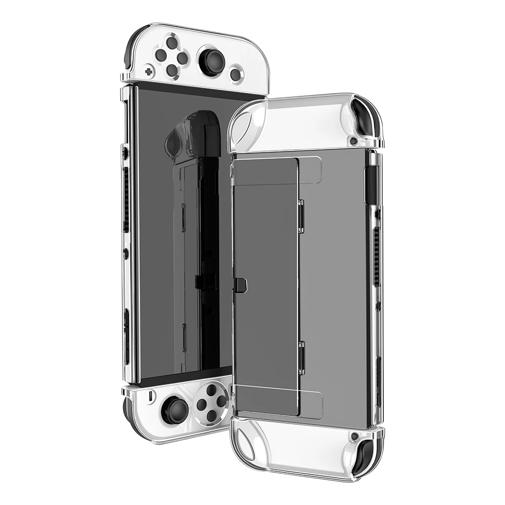 Crystal Clear Console Shell Cover Silicone Nintendo Switch OLED Transparent Protective Flip Case Anti-fall Shockproof Guard