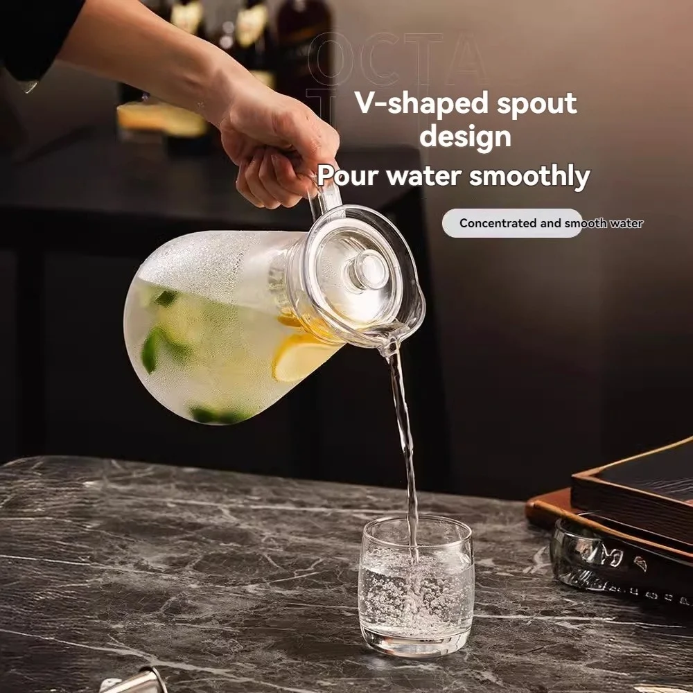 1 قطعة إبريق زجاجي مع غطاء، زجاج بوروسيليليك مرتفع، إبريق ماء ساخن/بارد وعصير وإبريق مشروبات الشاي المثلج #2