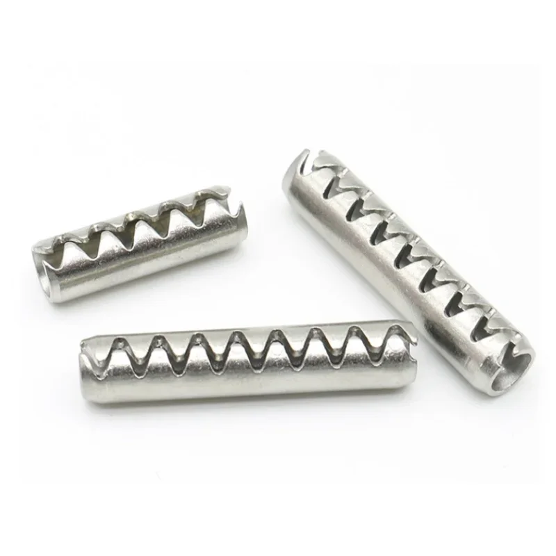 Serrated Pin M2 M2.5 M3 M4M5M6 304 Stainless Steel Open Elastic Pin Toothed Hollow Cylindrical Pin Car Key Blade Fixing Pin Bolt