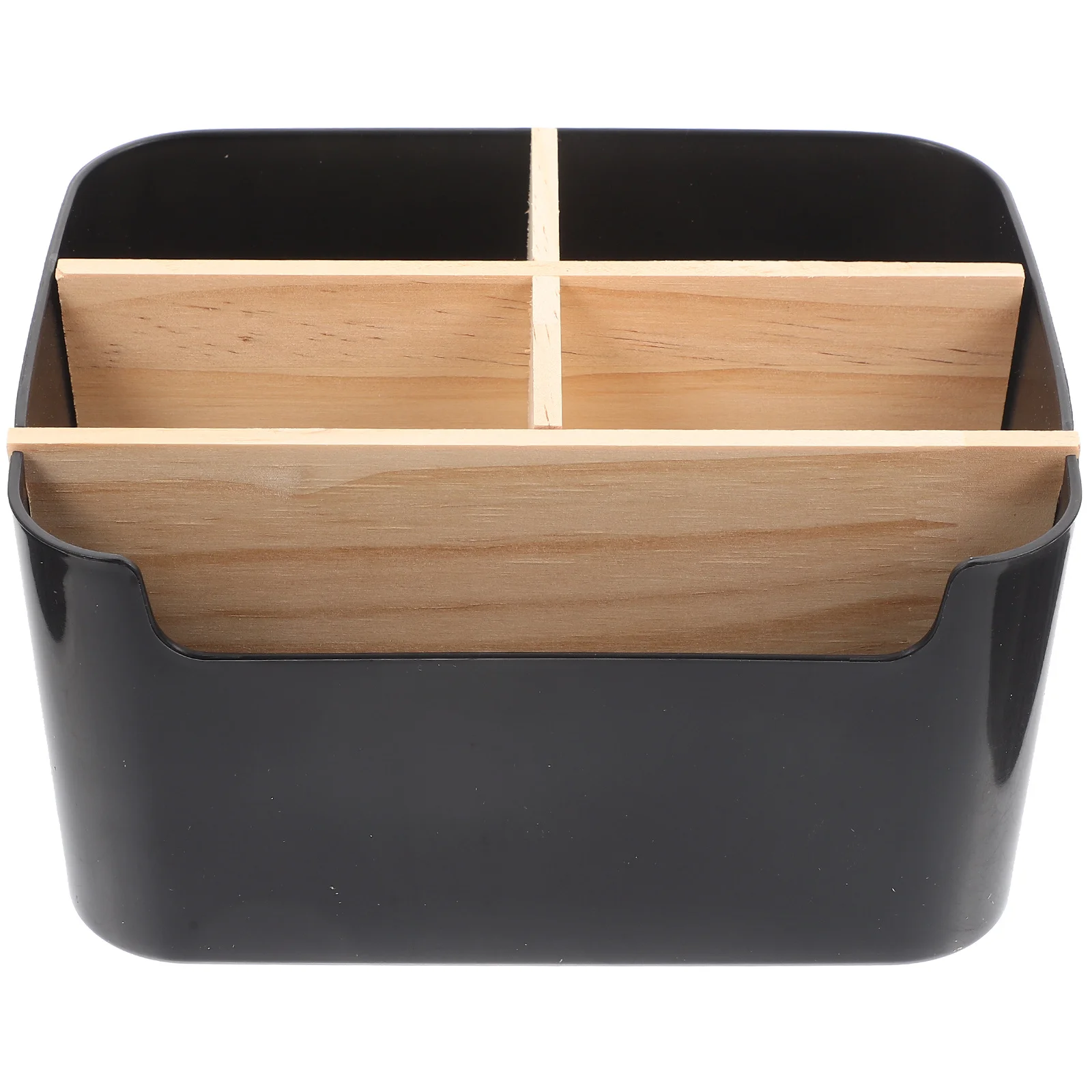 Bamboo Wood Makeup Organizer Box Small Storage Case for Countertop Desktop Skincare Organizer with Multi-Grid Design