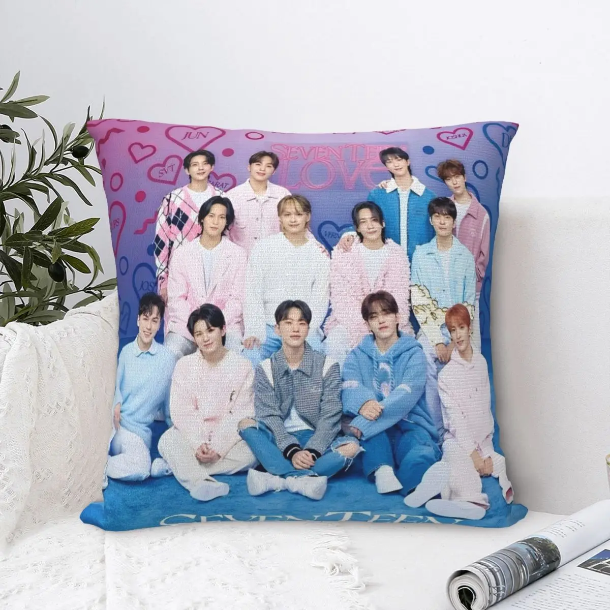 Seven-Teen South Korean Band Pillowcase Polyester Cushion Cover Decoration Throw Pillow Case Cover Chair Drop Shipping 45*45cm