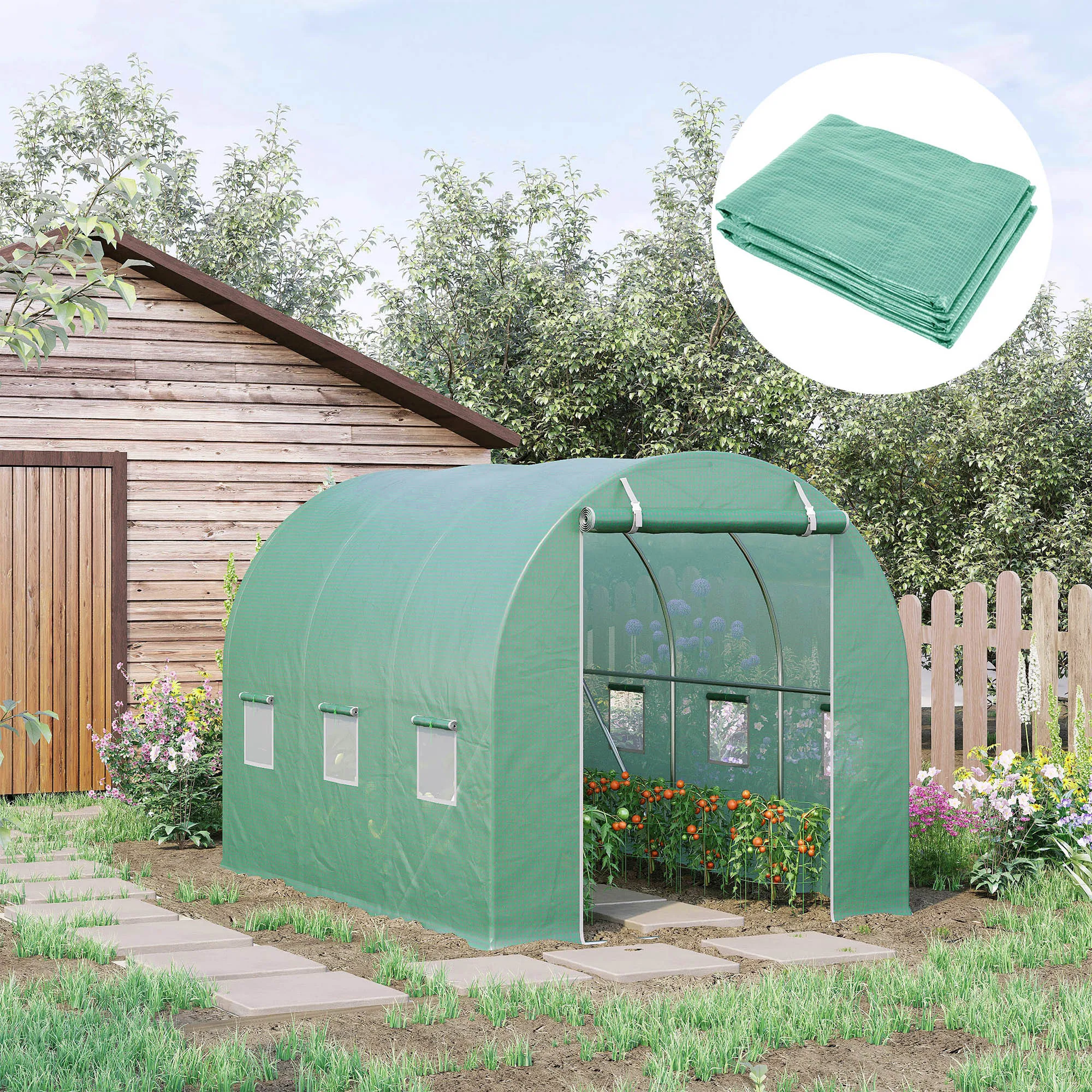 Outsunny 9.8' X 6.6' X 6.6' Plastic Greenhouse Cover替换, Heavy Duty Waterproof Tarp for Hoop House