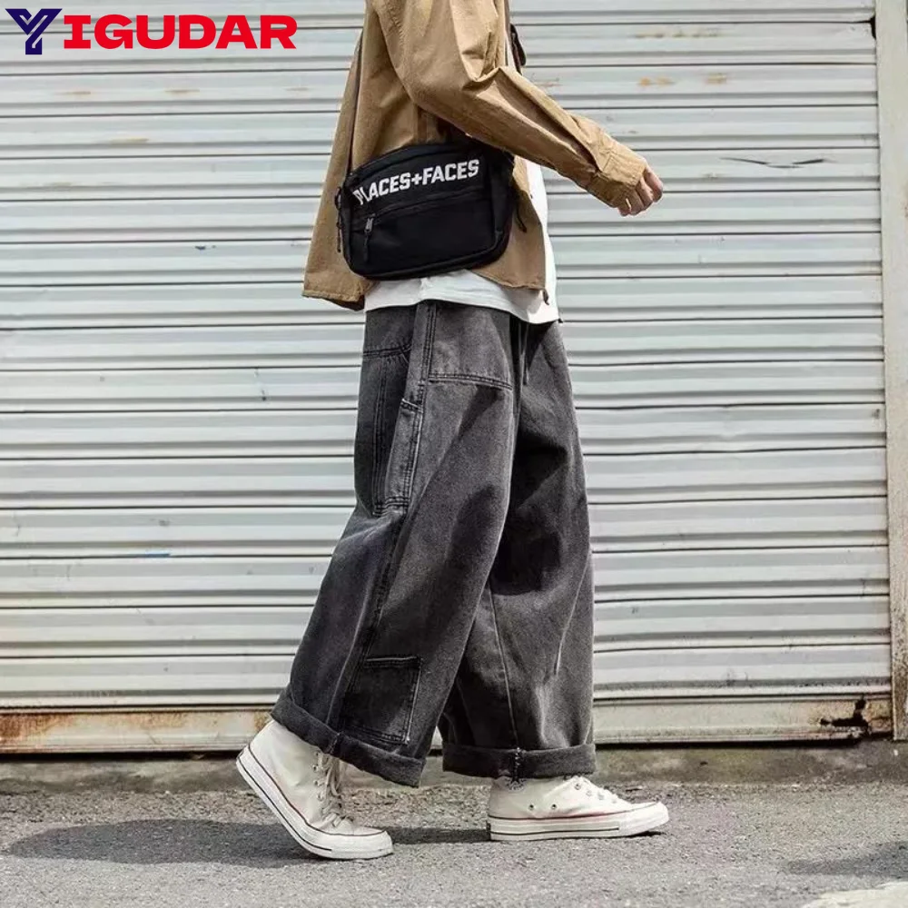 

Wide Leg Jeans men Hip Hop Casual Men's Straight Baggy Denim cargo Pants Streetwear Skateboard Pant Neutral Trousers y2k