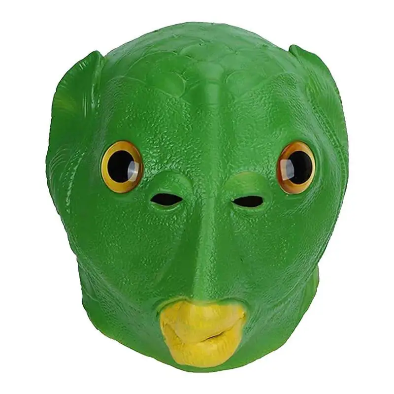 Funny Green Fish Mask,Green Mouth Fish Latex Mask,Green Fish Head Cover Headgear,Halloween Costume Party Halloween Cosplay