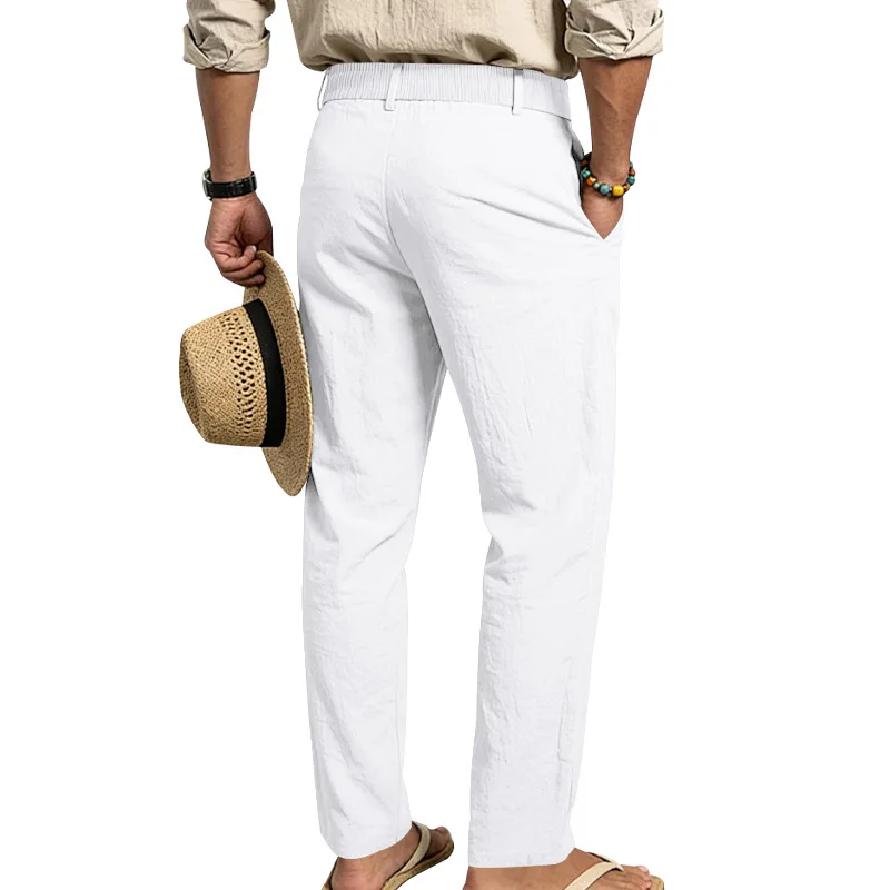 Grenzüberschreitende italienische Neapolitaner Gorger Old Money Style Herren Freizeithose aus Leinen im Commuter-Stil – Detail 30