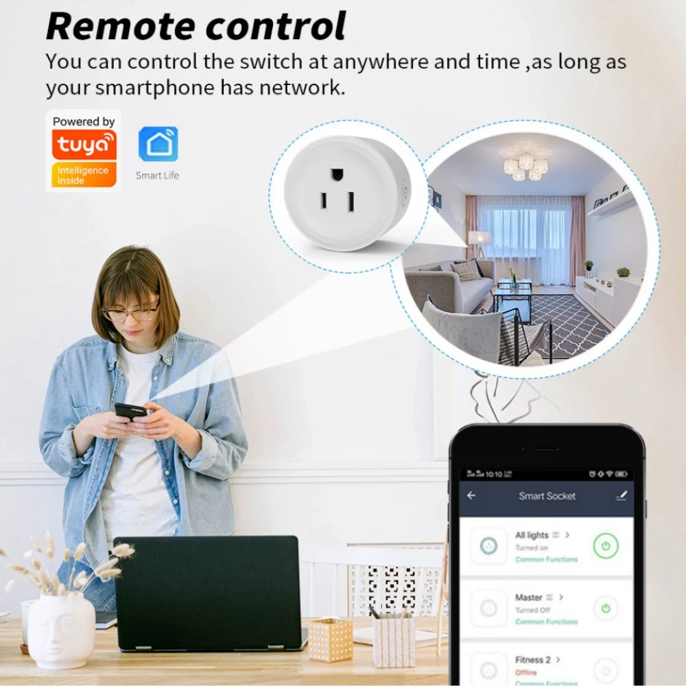 Tuya Smart WiFi Plug Socket 10A 16A Power Monitoring US Canada Mexico Peru Japan Voice Control Alexa Google Home