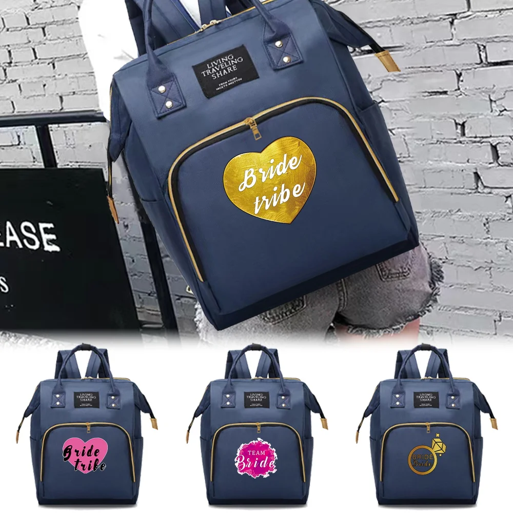 

New Ladies Fashion Mommy Pack Large Capacity Compartments Zipper Backpack Portable Simple Bride Series Travel Storage Bag