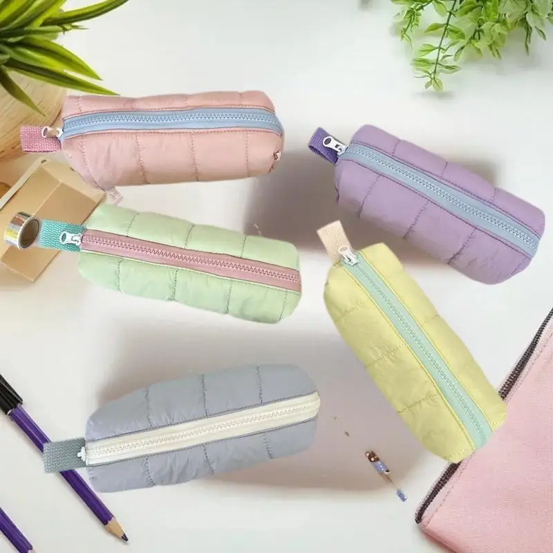 Cute Cotton-filled Pencil Case Pen Bag Large-capacity Student Stationery Storage Bag Portable Fashion Girly Cosmetic Bag Gifts