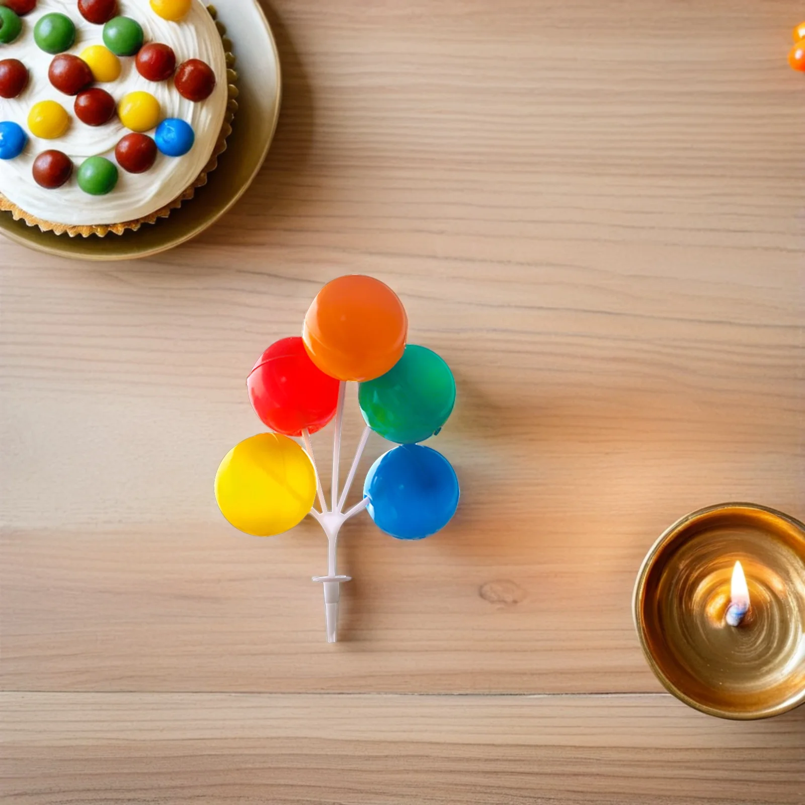 

5pcs Cake Decoration Picks Plastic Balloon Design For Birthday Party Topper Decorative Cake Supplies Firm Not Easy To Damage