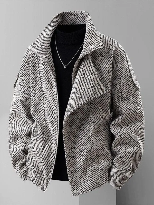 Otoño Invierno Casual Jaet marca de moda hombres Retro Stand Collar ropa de abrigo de lujo Stand Fit botón decorado viaje listo