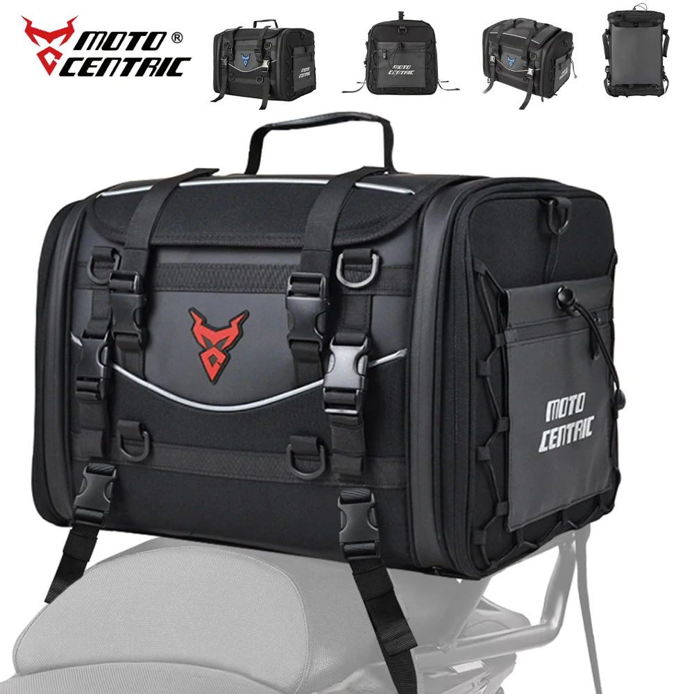 Bolsa trasero impermeable para motocicleta, bolsa de asiento trasero multifuncional de gran capacidad de 45L-60L para viajes de equitación, bolsa expandible para motocicleta
