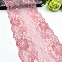 3y/lot 16.5cm Width Pink Elastic Stretch Lace Trims Lingerie For Clothing Accessories Dress Sewing Applique Costume Lace Fabric