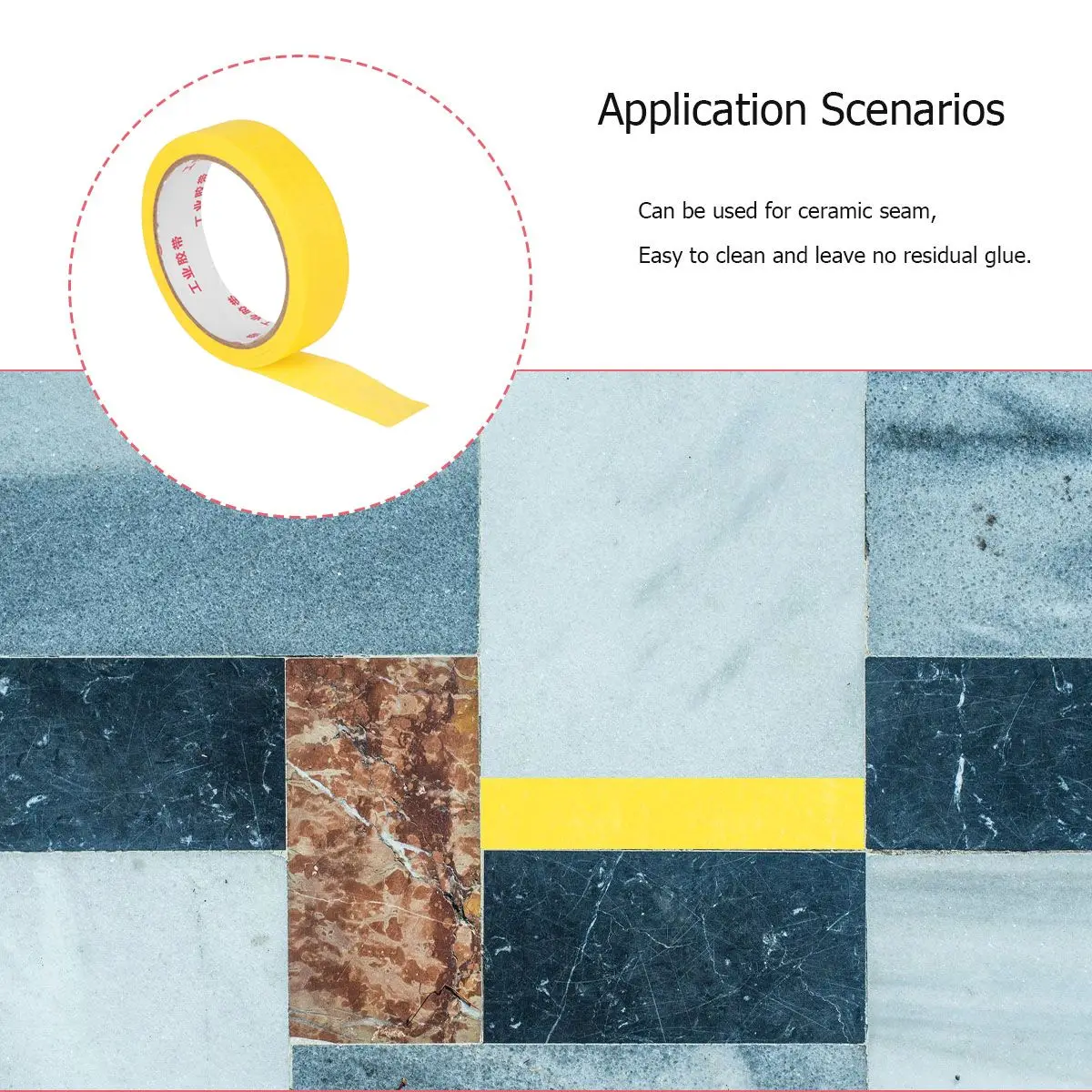 White Duct Tape Masking Sticky Textured Paper Rubber Color Separation Mark High Temp Resistance Long Size Practical Use Sharp