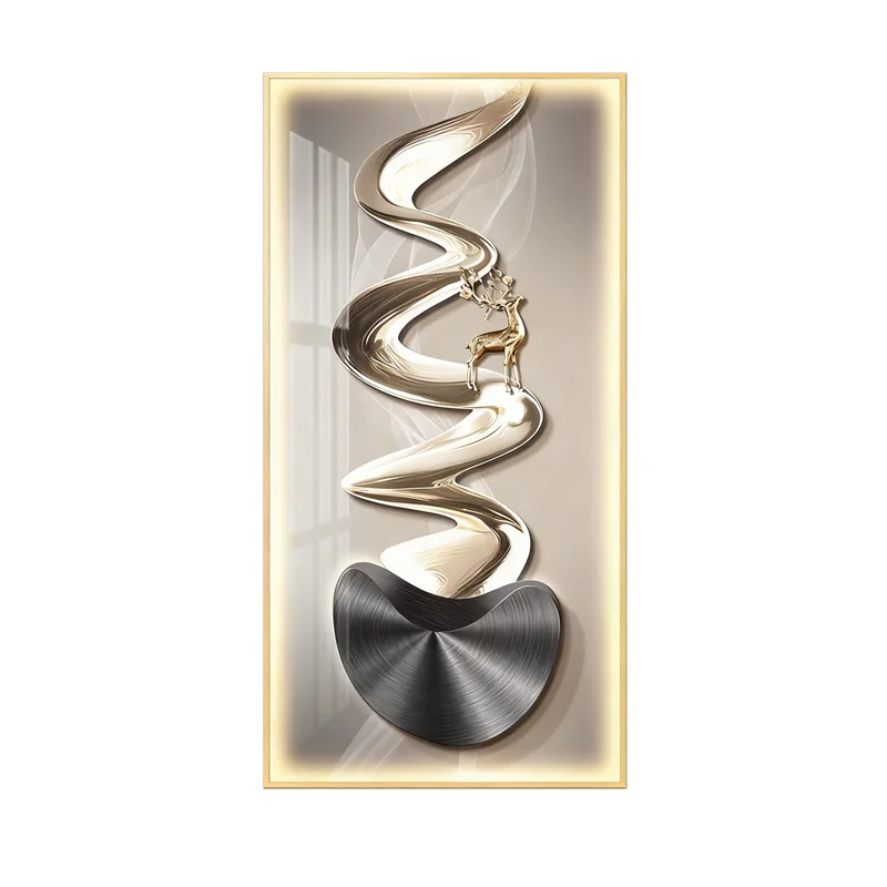 Abstract Luxury LED Lighted Entryway Decorative Painting Hallway Corridor Hanging Painting Minimalist Modern High-end Mural Lamp