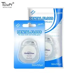 Fil dentaire portable avec étui, 1 rouleau de 50m, cure-dents, outil pratique, fournitures d'hygiène et de santé