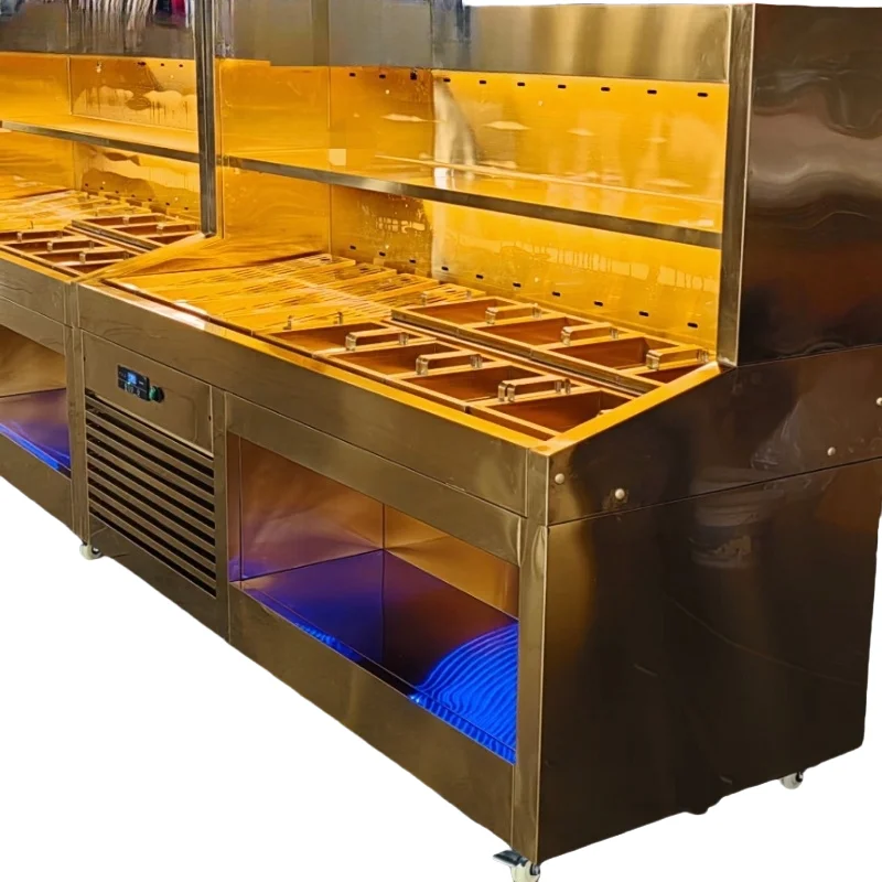 خزانة عرض مزدوجة الحرارة لتبريد الهواء الموفر للطاقة من ساشيمي والسوشي مع التحكم في الرطوبة #1