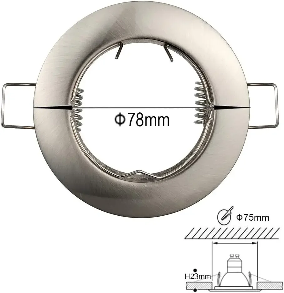 Soporte de copa de lámpara recortado de aleación de aluminio, carcasa de lámpara de techo integrada, anillo de superficie de foco MR16 GU10, 55mm