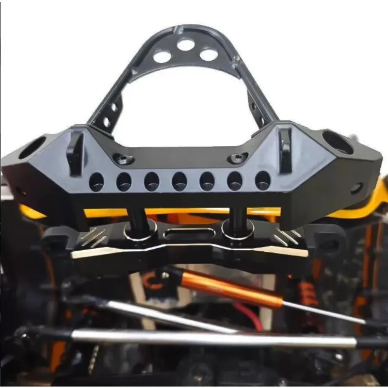 Stinger Front Bumper + Black Gold Brass Crossbeam For 1/7 RLAARLO MK07/TK07/JK07 RC Crawler,Heavy Duty Brass Upgrade Parts
