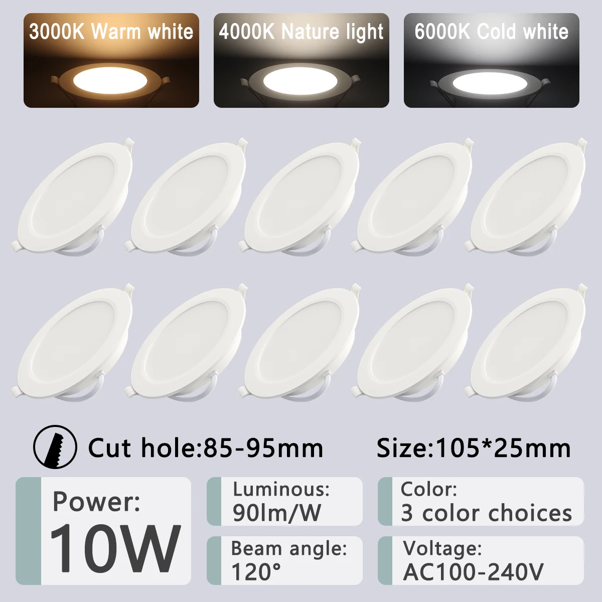 GATETOP LEDダウンライト AC 220V 10個　新品 10 個 LED ダウンライト 110V 220V シーリングライト 6W 17W 20W 24W