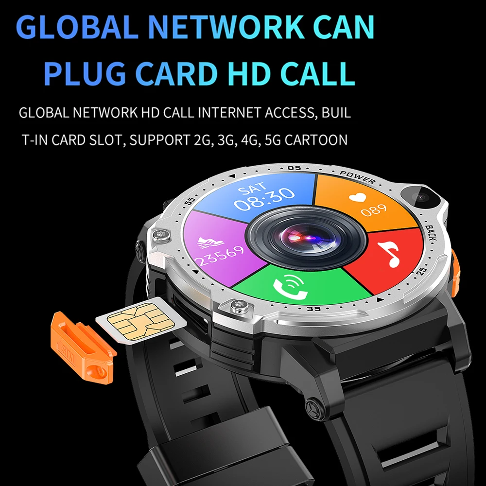 ساعة ذكية جديدة للرجال بسعة 4 جيجابايت وذاكرة داخلية 64 جيجابايت وبطارية 800 مللي أمبير في الساعة مزودة بكاميرا مزدوجة للاتصال بالفيديو ونظام تحديد المواقع وواي فاي وبطاقة SIM للياقة البدنية والرياضة 2023 ساعة ذكية
