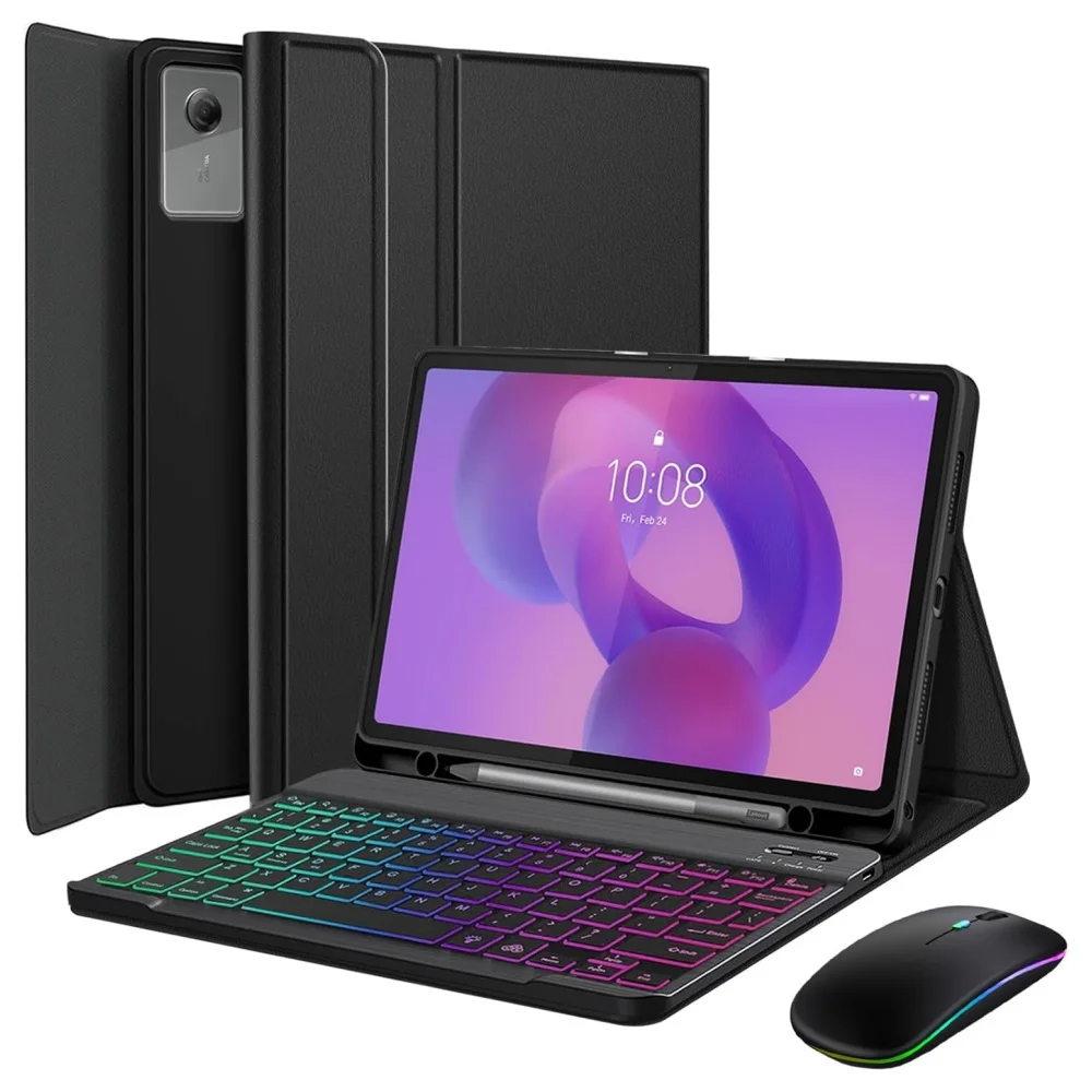 Funda con Teclado para Lenovo Idea Tab 11 Pulgadas 2025 Tab M11 11 Pulgadas 2024, LED, Bluetooth 2.4G, Mouse, Retroiluminación, Desmontable